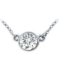 Platinum : Bezel Set Round Diamond Solitaire Pendant - 1.00 CT. TW.
