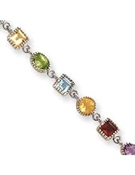 Sterling Silver Rainbow Semi Precious Stone Bracelet