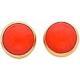 14K Yellow Gold Salmon Coral Stud Earrings Jewelry