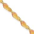 14k 3-D Pink Enameled Single Flip-Flop Bracelet - 7.25 Inch - Lobster Claw - JewelryWeb