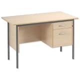 Brand New. Trexus Traditional 1200 Desk Single Pedestal Right-hand 2 Drawer W1200xD730xH737mm Maple