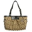 Women's Gallery Khaki Chocolate Jacquard Tote: Khaki Chocolate Tote