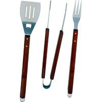 BBQ Tool Set with Wood Handles - 3 Pc
