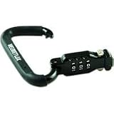 HELMETLOK RUBBERIZED COATED MOTORCYCLE CARABINER STYLE COMBINATION HELMET/JACKET/BAG LOCK/LOK, BLACK