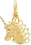 14K Yellow Gold Unicorn Charm Diamond-Cut Pendant