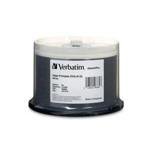 Verbatim 96862 8.5GB 8X DataLifePlus White Inkjet Printable DVD+R DL, 50 Disc Spindle by 