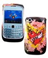 Blackberry Curve 8520 8530 Love Tattoo On Black Cell Phone Snap-on Cover Faceplate / Executive Protector Case