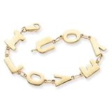 14k I Love You Word Bracelet - 7 Inch