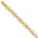 14k Floral Oval Link Bracelet - 7.5 Inch - Box Clasp