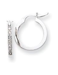 Ann Harrington Jewelry 14k White Gold .25 Ct Tw Diamond In & Out 2 X 15 mm Round Hoop Earrings