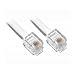 1 ft Telephone Cord RJ11, 6P/4C Flat Silver Satin Cable