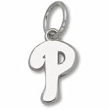 Philadelphia Phillies 3/8 P Logo Charm - 14KT White Gold Jewelry