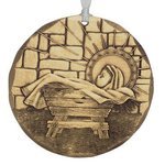 Hand Made in America Limited Edition 2009 Christian Ornament In a Manger by Wendell August Forge