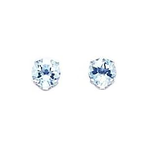White-gold Aquamarine Stud Earrings Jewelry 5mm by