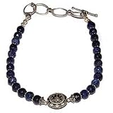 Womens Link Bracelets Sterling Silver & Melachite Gemstone Jewelry 10"