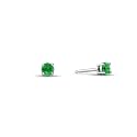 14K White Gold Genuine Round Emerald Stud Earrings