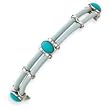Sterling Silver Light Blue Stone & Leather Bracelet - 7 Inch Sterling Silver Light Blue Stone & Leather Bracelet - 7 Inch