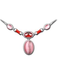 Retro Womens Royal Nobles Natural Opal Garnet Red Agate 925 Sterling Silver Thai Silver Pendant Necklace for Wedding Global Limited Edition