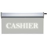 Cashier LED Clear Plexiglass Sign w/12V AC Adapter