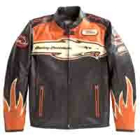 Harley-Davidson&reg; Men's Victory Lap Screamin' Eagle Leather Jacket. Screamin' Eagle Graphics. 98280-07VM