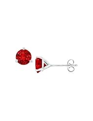 14K White Gold Martini Style Ruby Stud Earrings with 0.50 CT TGW