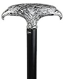 Chrome Plated Double Eagle T-Handle Walking Cane With Black Beechwood Shaft