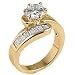 14KGP Solitaire Center Baguette Sides CZ Engagement Ring