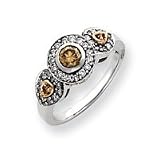 14k Two-Tone White and Champagne Diamond Ring