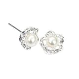 D-Gem White natural pearl & Zirconium stud Earrings