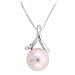 Sterling Silver Pink simulated Pearl with a Simulated Diamond CZ Pendant ~ Bridesmaid Jewelry Gift