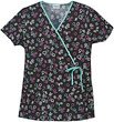 Scrubs - Cherokee Studio B Scrubs 100% Cotton Electric Daisy Land Mock Wrap Scrub Top