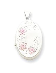 Sterling Silver Floral 26mm Oval Locket