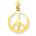 14k Polished Peace Sign Circle Pendant