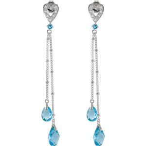 Genuine IceCarats Designer Jewelry Gift Sterling Silver Earrings. Pair Genuine Blue Topaz And White Cz Earrings Earrings In Sterling Silver