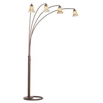 Four Arm Marbleized Glass Arc Floor Lamp