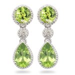 0.03 Cts Diamond & 4.05 Cts Peridot Earrings in 14K White Gold