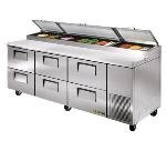 TRUE Refrigeration TPP-93D-6 - 8 Drawer Pizza Prep Table w/ Cutting Board, 30.9-cu ft