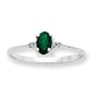 10k White Gold Genuine Diamond Emerald Ring - Size 6 - JewelryWeb