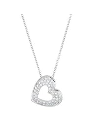 14K White Gold 1/4 ct tw Diamond Heart 18" Necklace