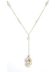 White rice freshwater pearl 14k gold filled necklace.