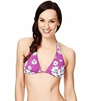 Halterneck Floral Sketch Bikini Top