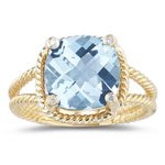 0.04 Cts Diamond & 3.50 Cts Aquamarine Ring in 14K Yellow Gold