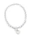 Pracha Silver Medium Oval Link Heart Charm Necklace