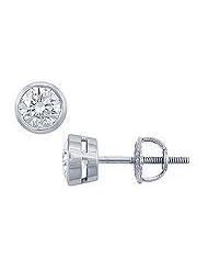Platinum : Bezel Set Round Diamond Stud Earrings â€" 0.50 CT. TW.