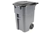 50 Gallon Rubbermaid Large Mobile Waste Receptacle - Gray With Lid