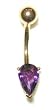 Genuine Amethyst 14 karat gold Belly Button Ring