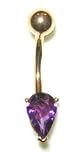 Genuine Amethyst 14 karat gold Belly Button Ring