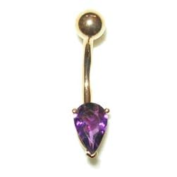 Genuine Amethyst 14 karat gold Belly Button Ring by 