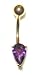 Genuine Amethyst 14 karat gold Belly Button Ring