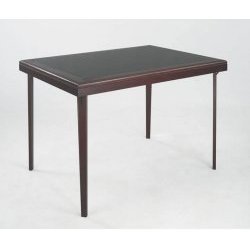32 x 44 Wood (Dark Mahogany) folding table with black vinyl inset. (Dark mahogany) (22H x... by 